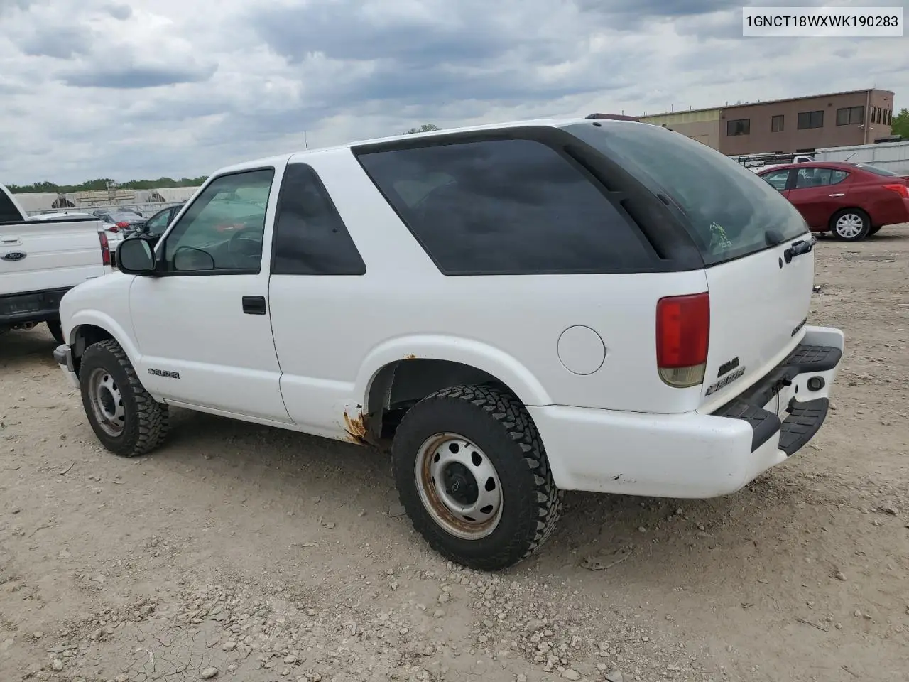 1998 Chevrolet Blazer VIN: 1GNCT18WXWK190283 Lot: 55509465