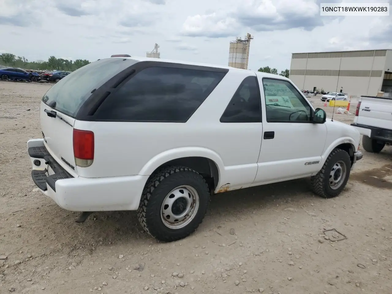 1998 Chevrolet Blazer VIN: 1GNCT18WXWK190283 Lot: 55509465