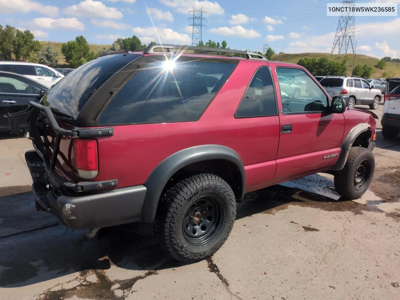 1998 Chevrolet Blazer VIN: 1GNCT18W5WK236585 Lot: 62900435