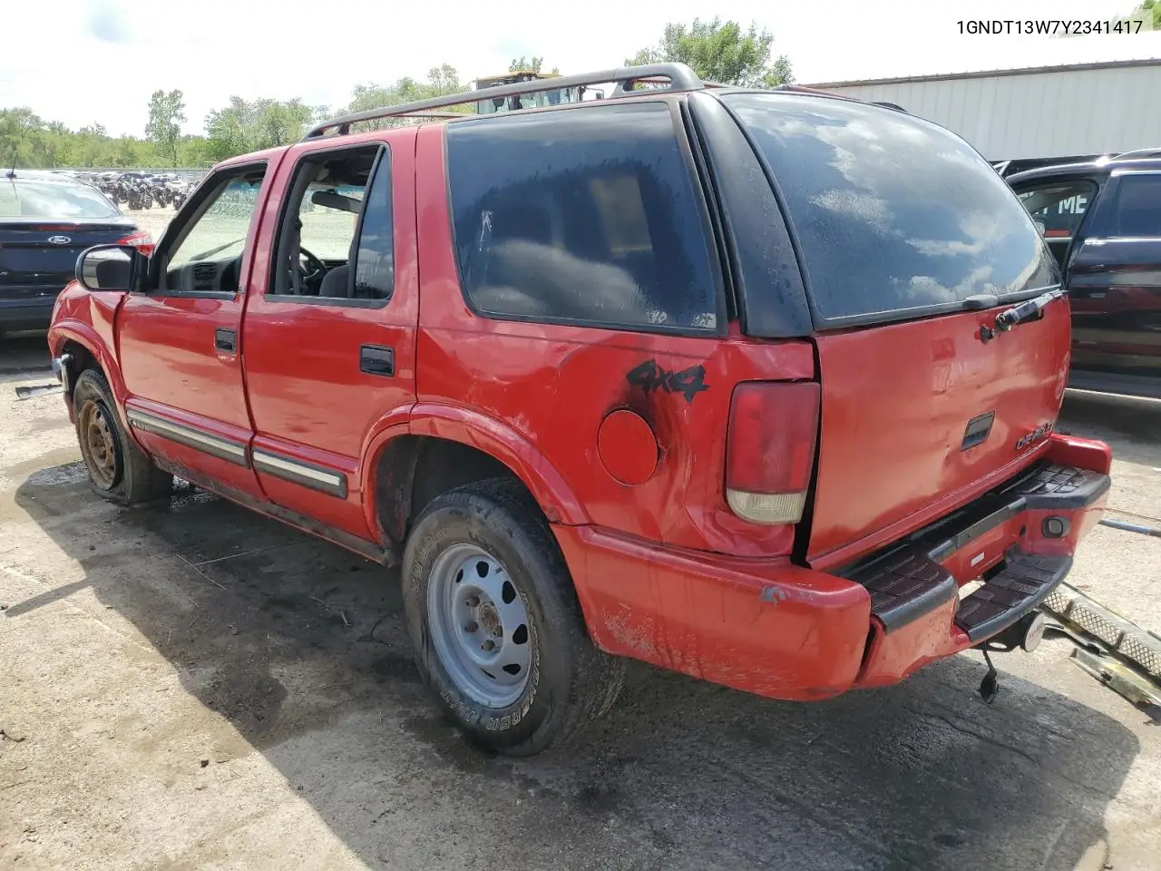 2000 Chevrolet Blazer VIN: 1GNDT13W7Y2341417 Lot: 65804295
