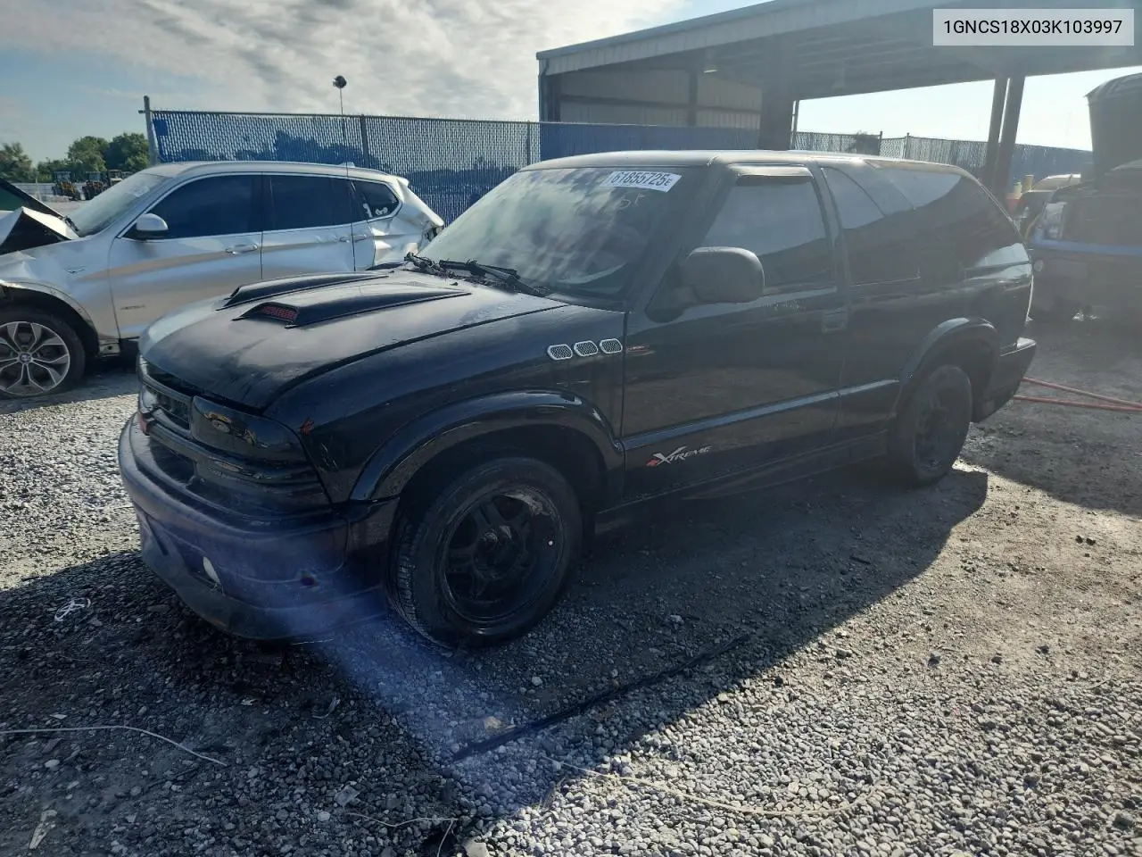 2003 Chevrolet Blazer VIN: 1GNCS18X03K103997 Lot: 61855725