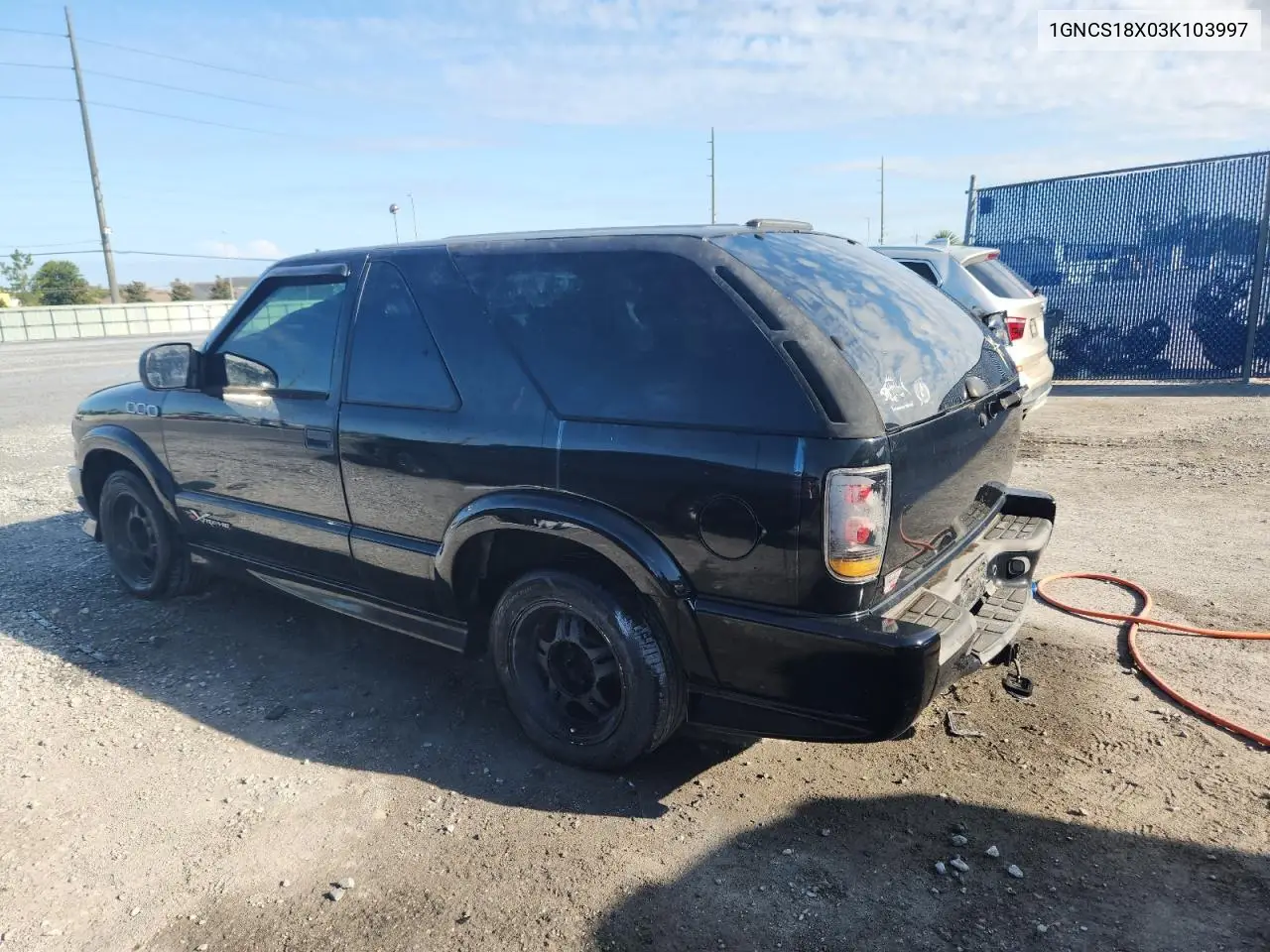 2003 Chevrolet Blazer VIN: 1GNCS18X03K103997 Lot: 61855725