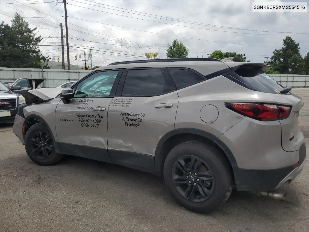 2021 Chevrolet Blazer 2Lt VIN: 3GNKBCRSXMS554516 Lot: 57059695