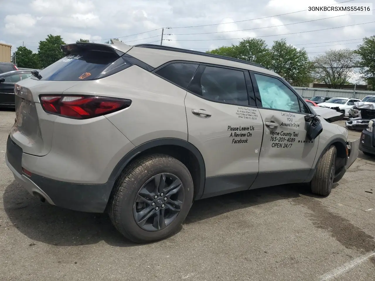 2021 Chevrolet Blazer 2Lt VIN: 3GNKBCRSXMS554516 Lot: 57059695