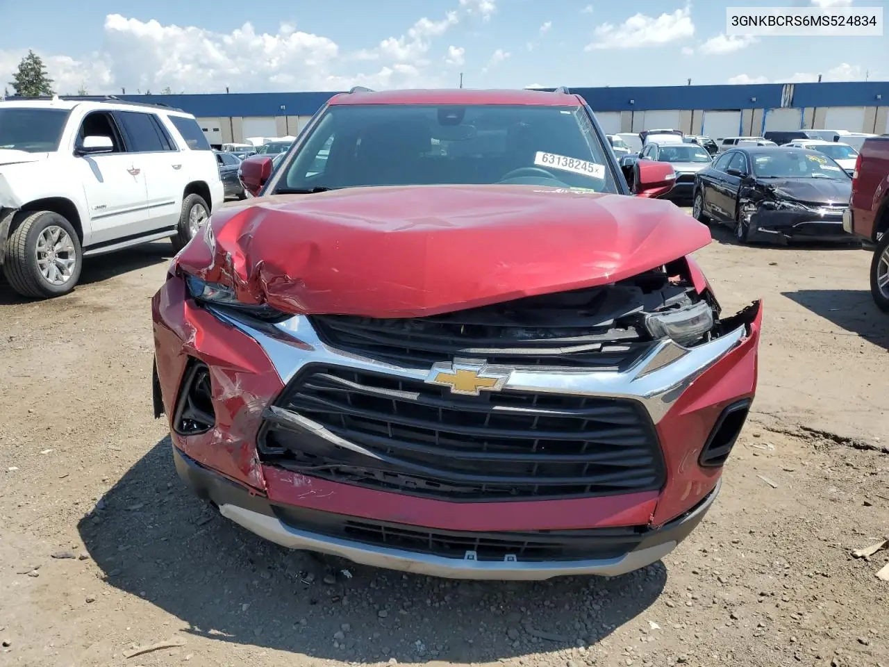 2021 Chevrolet Blazer 2Lt VIN: 3GNKBCRS6MS524834 Lot: 63138245