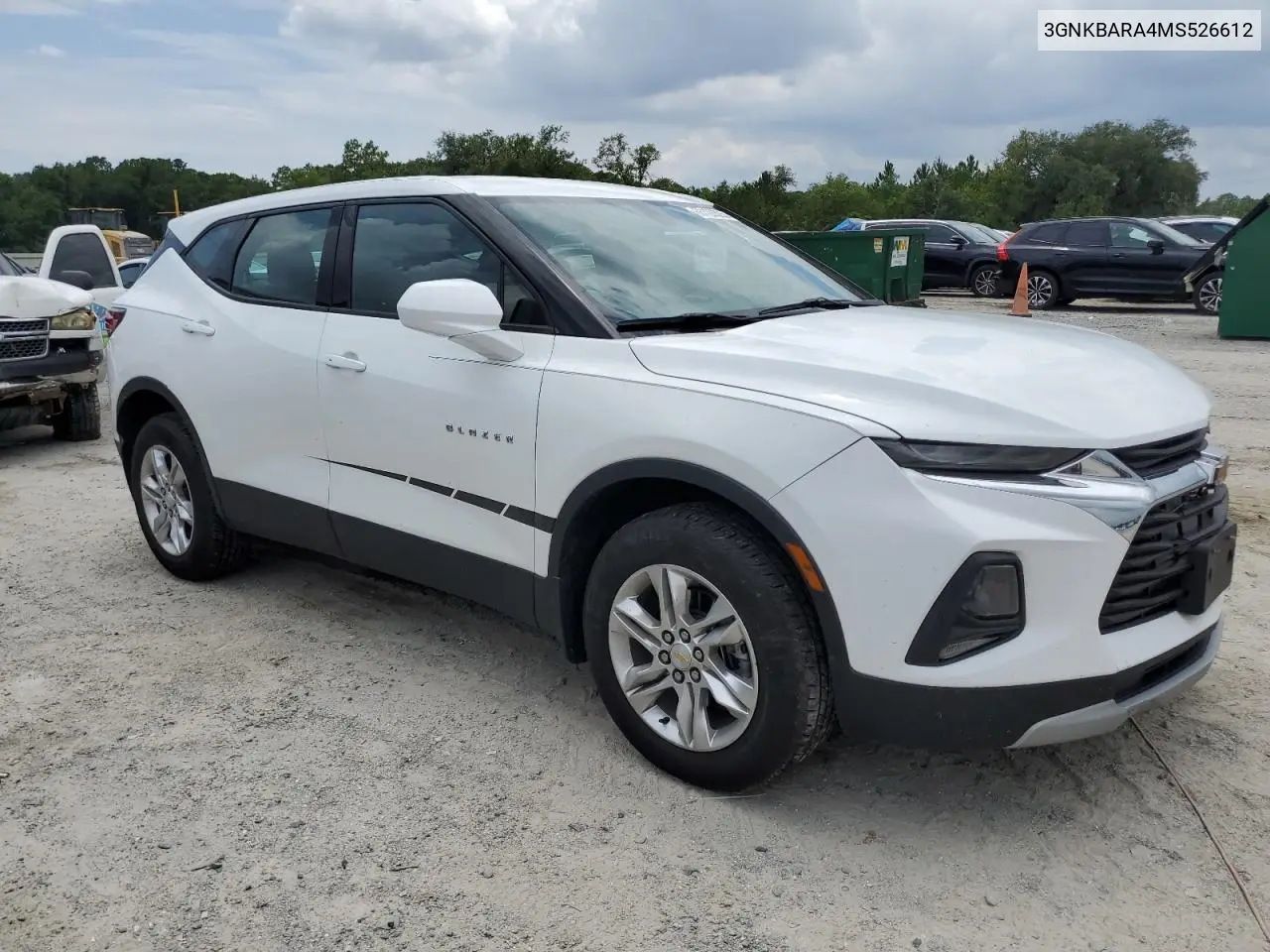 2021 Chevrolet Blazer L VIN: 3GNKBARA4MS526612 Lot: 66126525