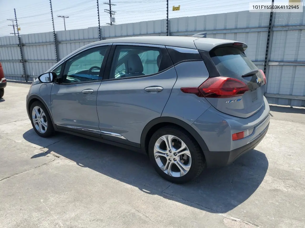 2019 Chevrolet Bolt Ev Lt VIN: 1G1FY6S03K4112945 Lot: 62604115