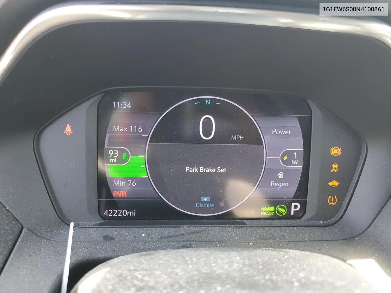 2022 Chevrolet Bolt Ev 1Lt VIN: 1G1FW6S00N4100861 Lot: 52568135