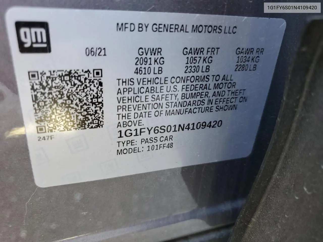2022 Chevrolet Bolt Euv Lt VIN: 1G1FY6S01N4109420 Lot: 54257815