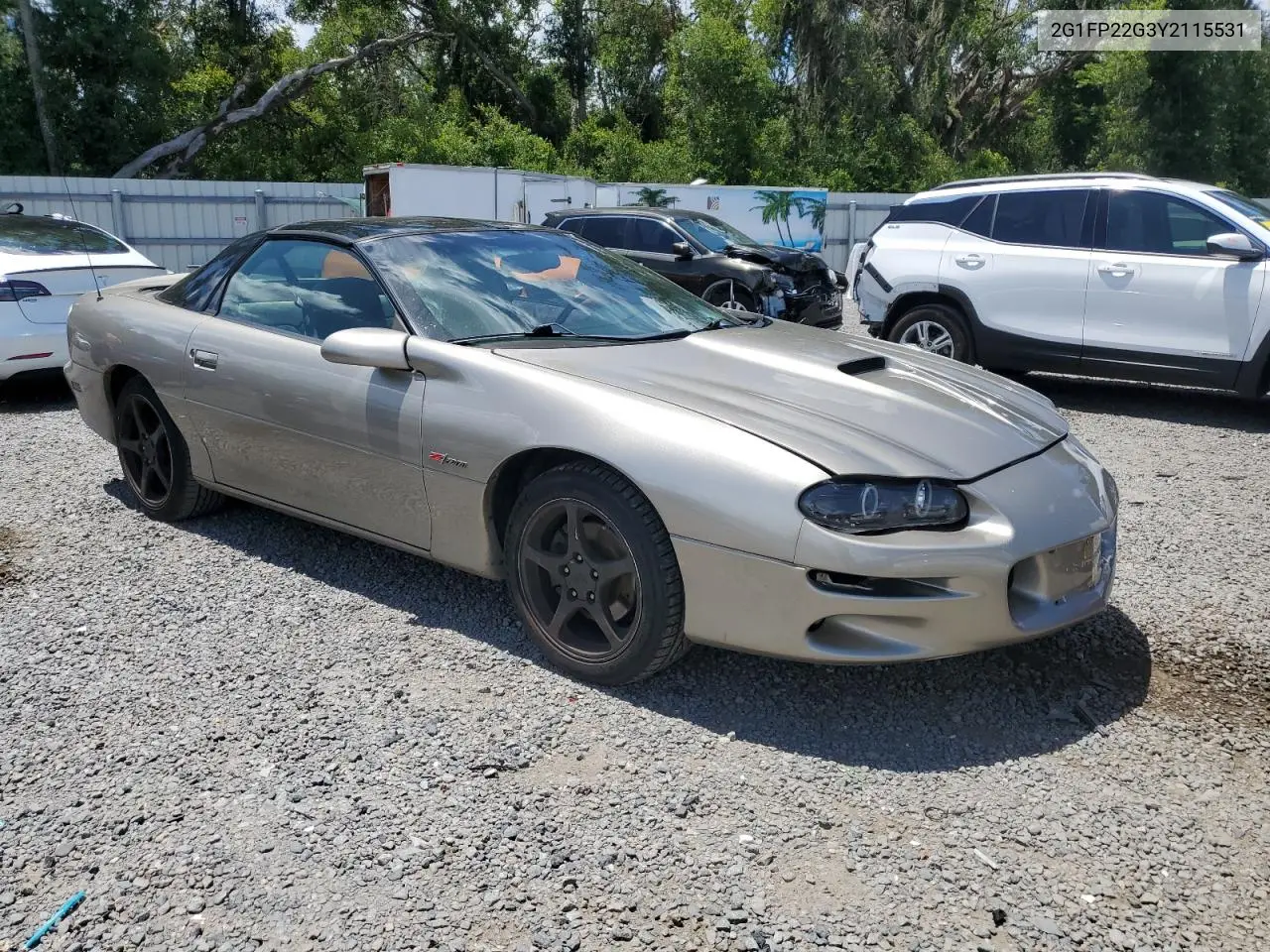 2000 Chevrolet Camaro Z28 VIN: 2G1FP22G3Y2115531 Lot: 62070385