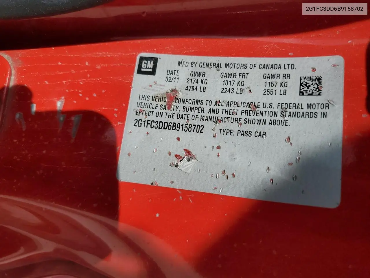2011 Chevrolet Camaro Lt VIN: 2G1FC3DD6B9158702 Lot: 55799765