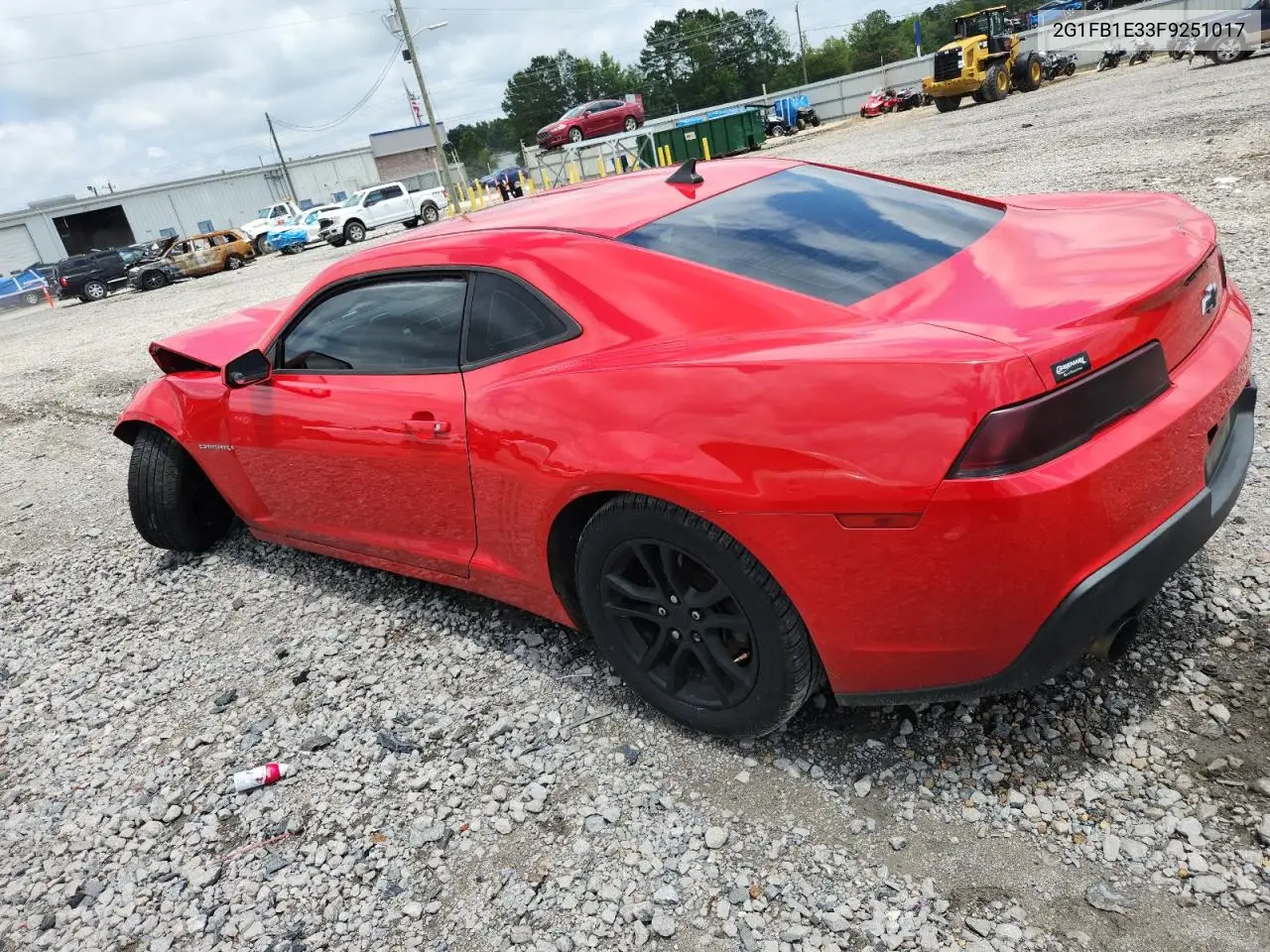 2015 Chevrolet Camaro Ls VIN: 2G1FB1E33F9251017 Lot: 63116015