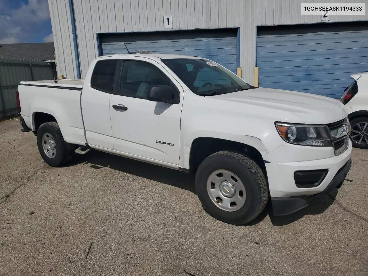 2019 Chevrolet Colorado VIN: 1GCHSBEA8K1194333 Lot: 53670145