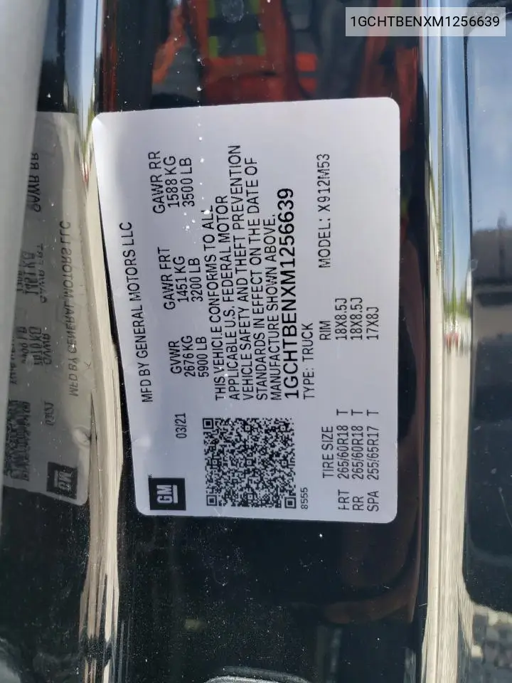2021 Chevrolet Colorado VIN: 1GCHTBENXM1256639 Lot: 52437585