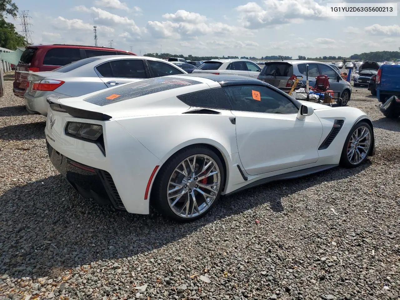 2016 Chevrolet Corvette Z06 3Lz VIN: 1G1YU2D63G5600213 Lot: 55493685