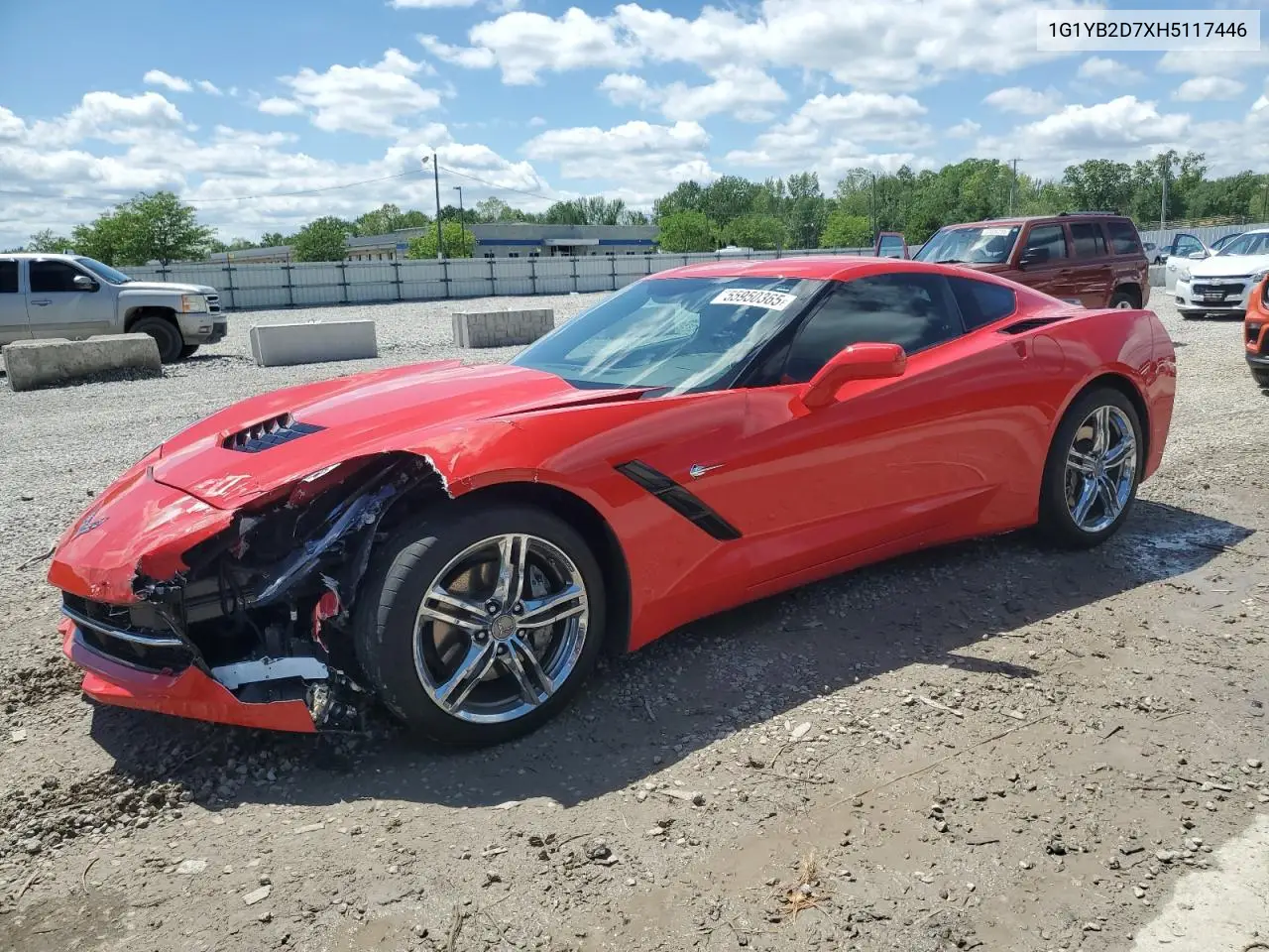 2017 Chevrolet Corvette Stingray 1Lt VIN: 1G1YB2D7XH5117446 Lot: 55950365