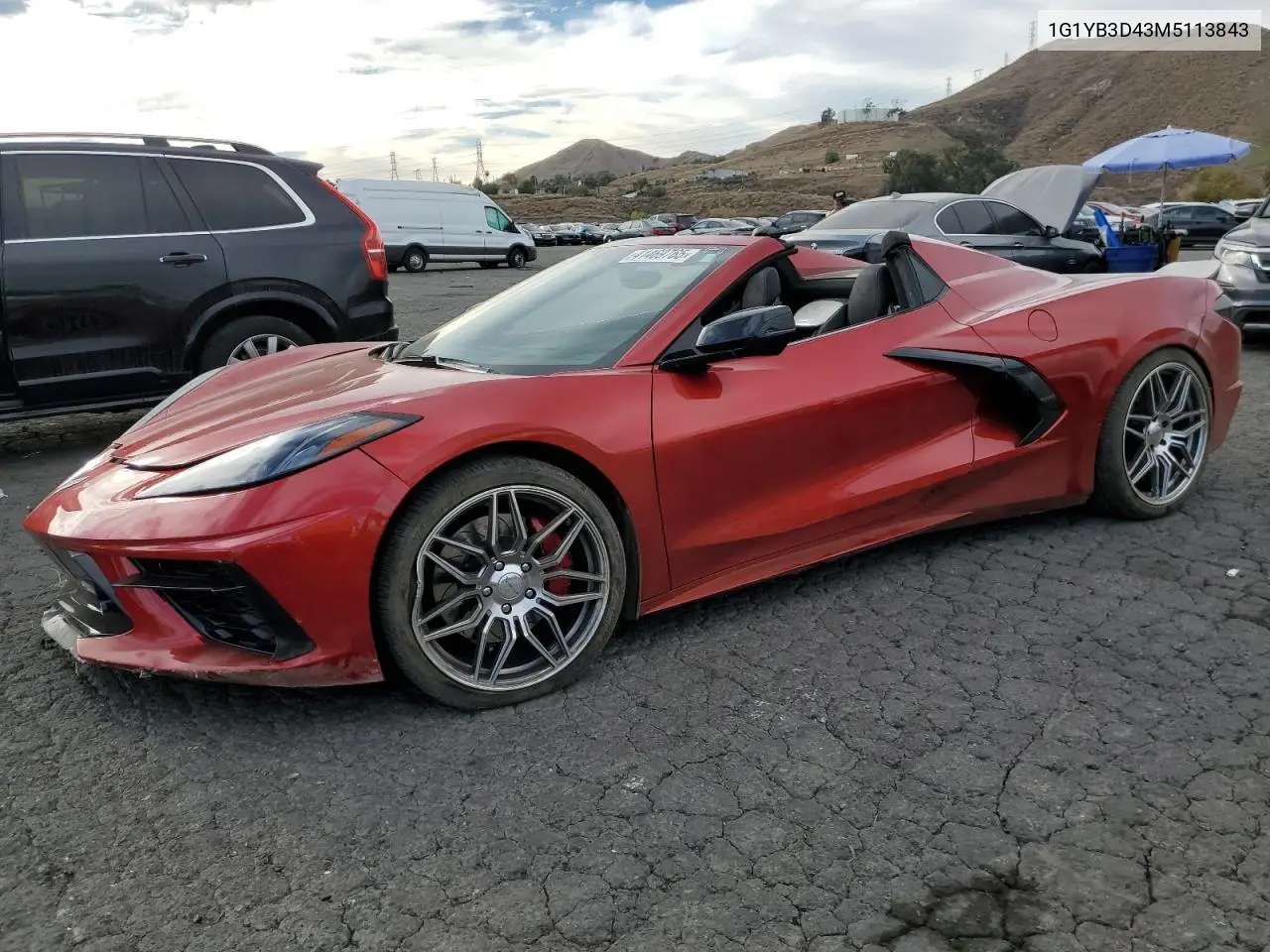 2021 Chevrolet Corvette Stingray 2Lt VIN: 1G1YB3D43M5113843 Lot: 41469765
