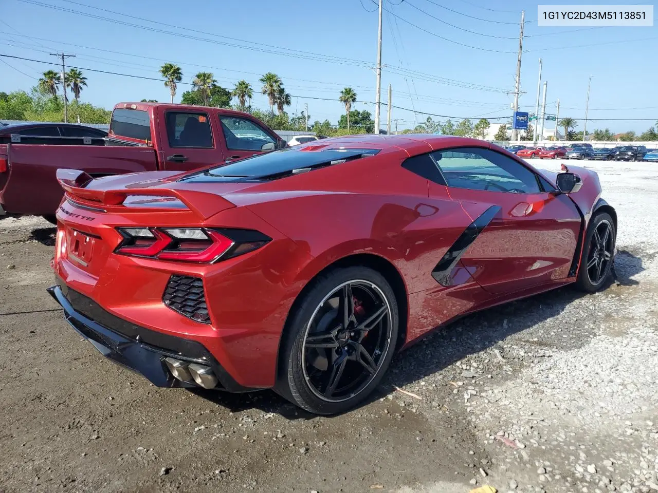 2021 Chevrolet Corvette Stingray 3Lt VIN: 1G1YC2D43M5113851 Lot: 53691975