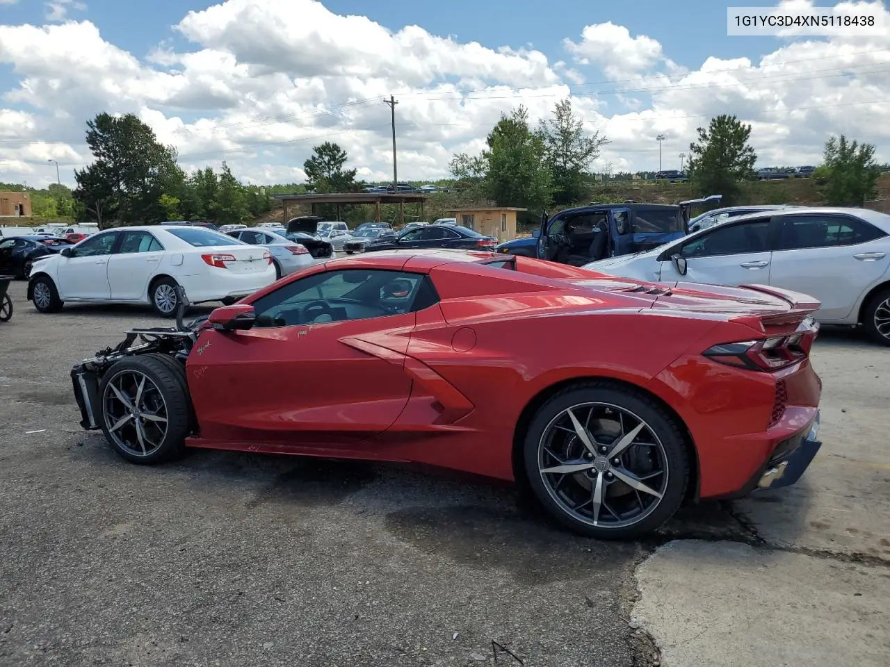 2022 Chevrolet Corvette Stingray 3Lt VIN: 1G1YC3D4XN5118438 Lot: 59428605