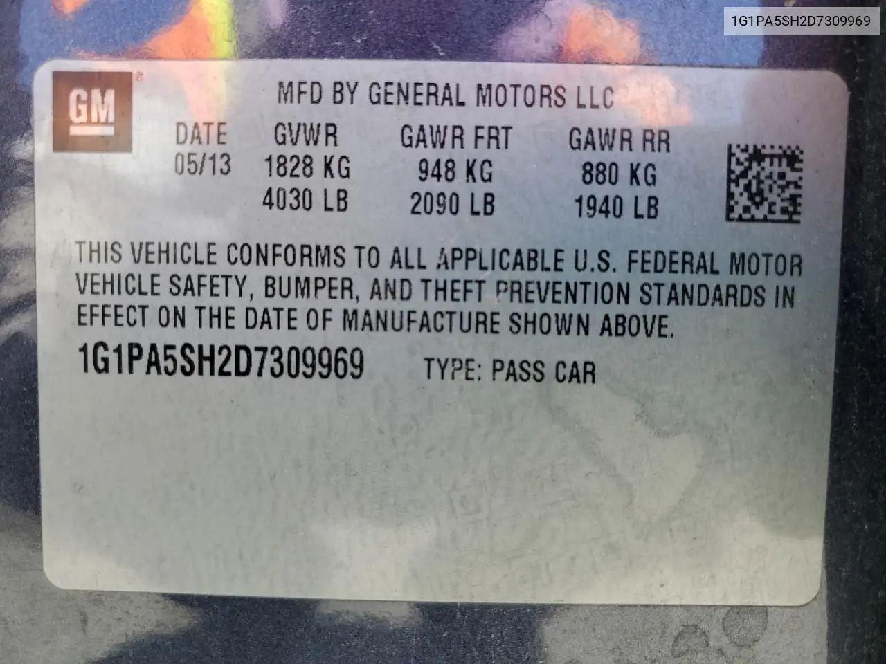 2013 Chevrolet Cruze Ls VIN: 1G1PA5SH2D7309969 Lot: 66014685