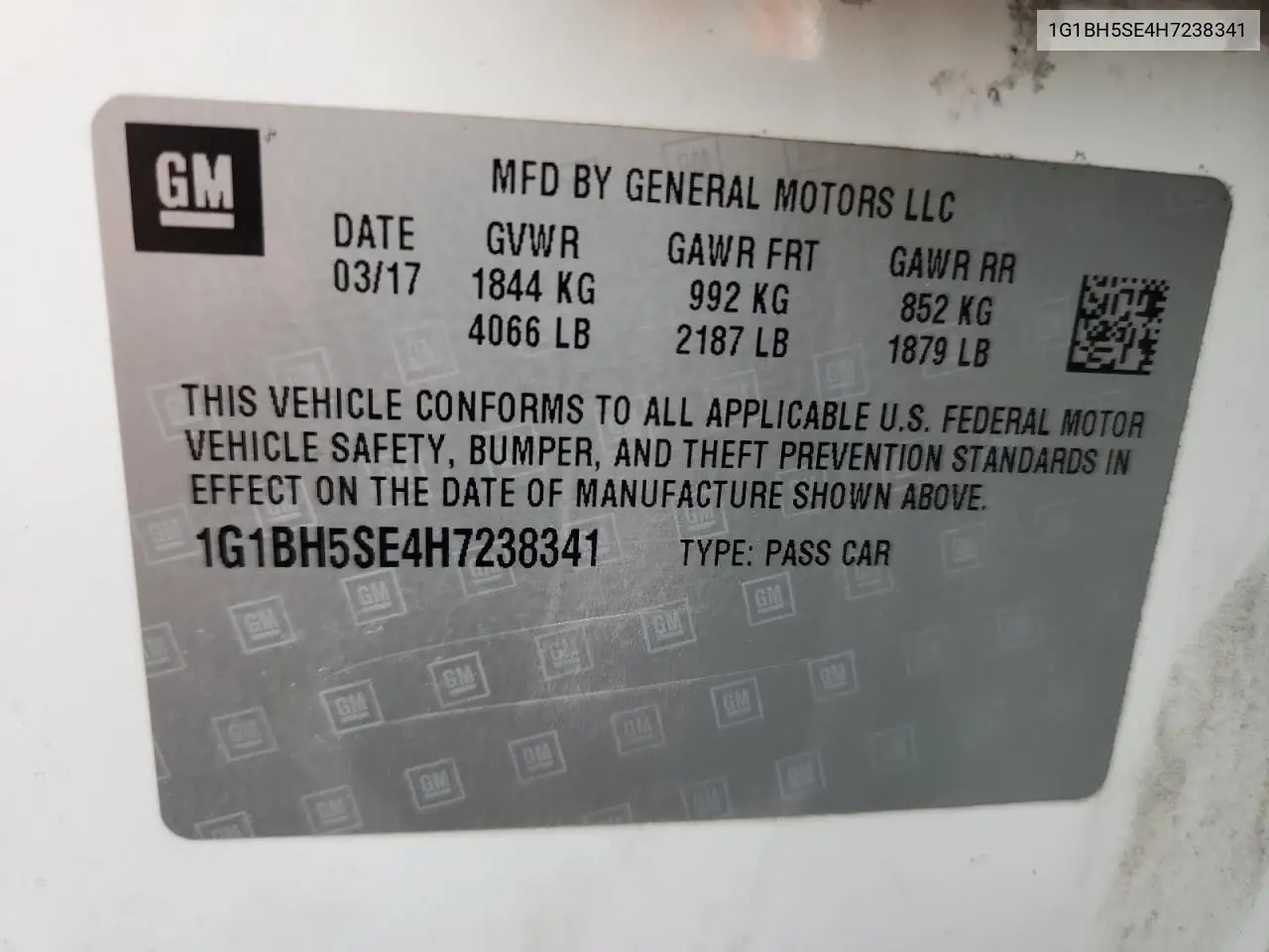 2017 Chevrolet Cruze Lt VIN: 1G1BH5SE4H7238341 Lot: 63143315