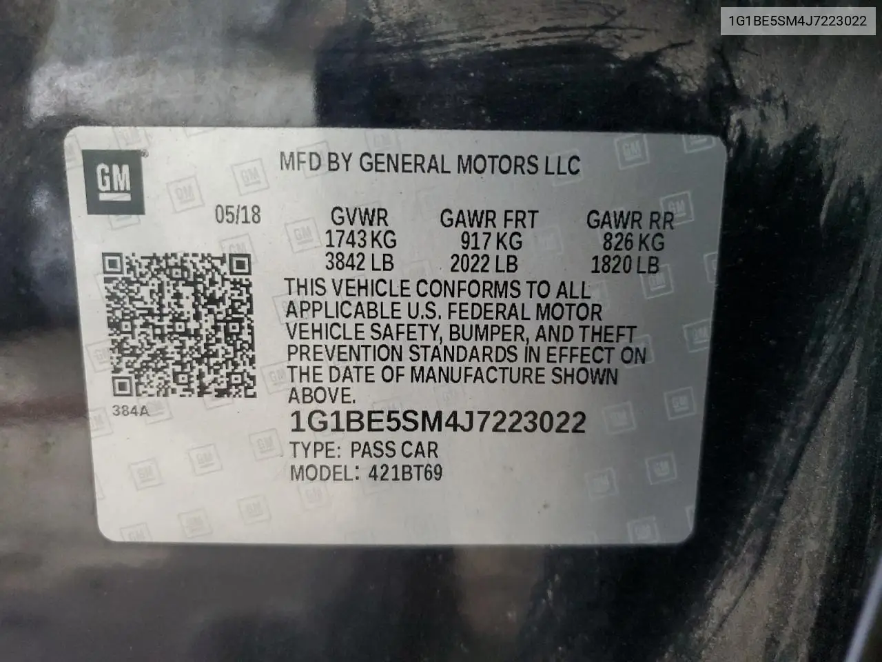 2018 Chevrolet Cruze Lt VIN: 1G1BE5SM4J7223022 Lot: 62867045