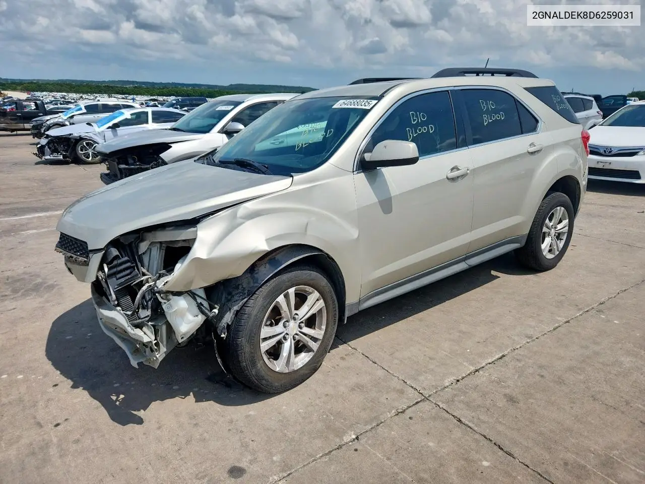 2013 Chevrolet Equinox Lt VIN: 2GNALDEK8D6259031 Lot: 64688035