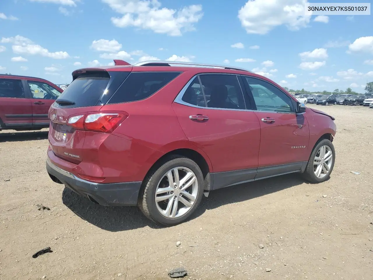 2019 Chevrolet Equinox Premier VIN: 3GNAXYEX7KS501037 Lot: 63088445