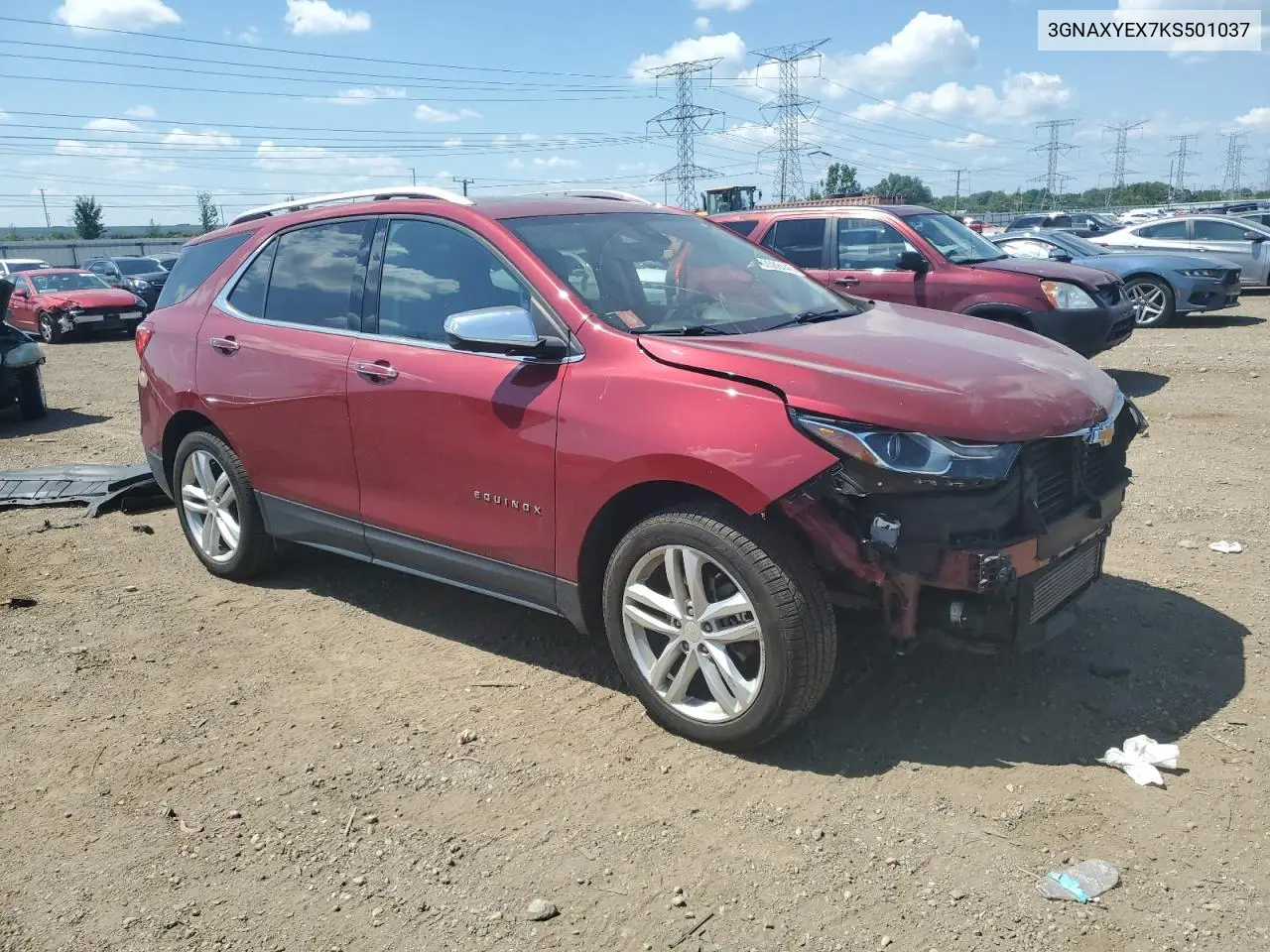 2019 Chevrolet Equinox Premier VIN: 3GNAXYEX7KS501037 Lot: 63088445