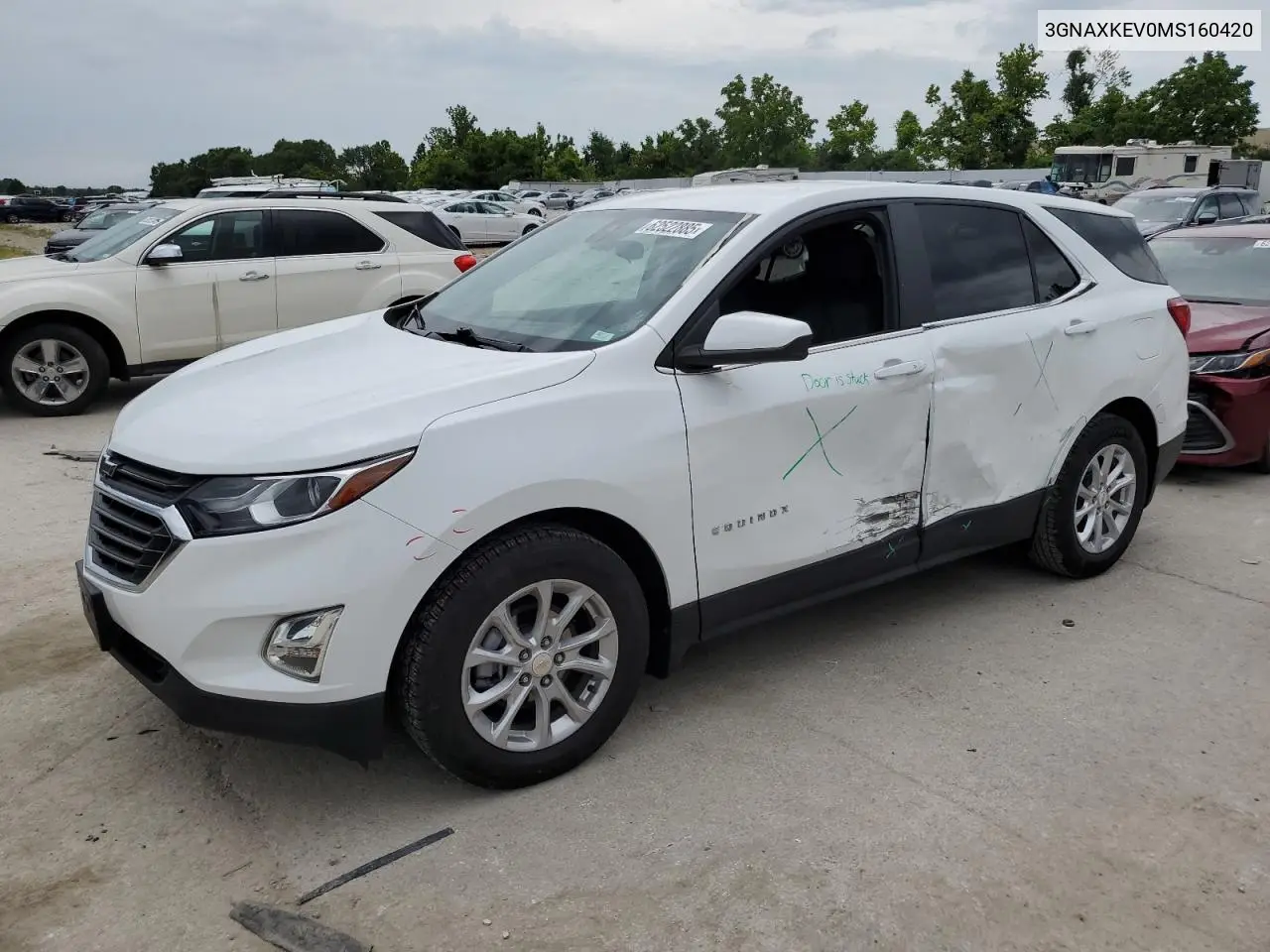 2021 Chevrolet Equinox Lt VIN: 3GNAXKEV0MS160420 Lot: 62522885