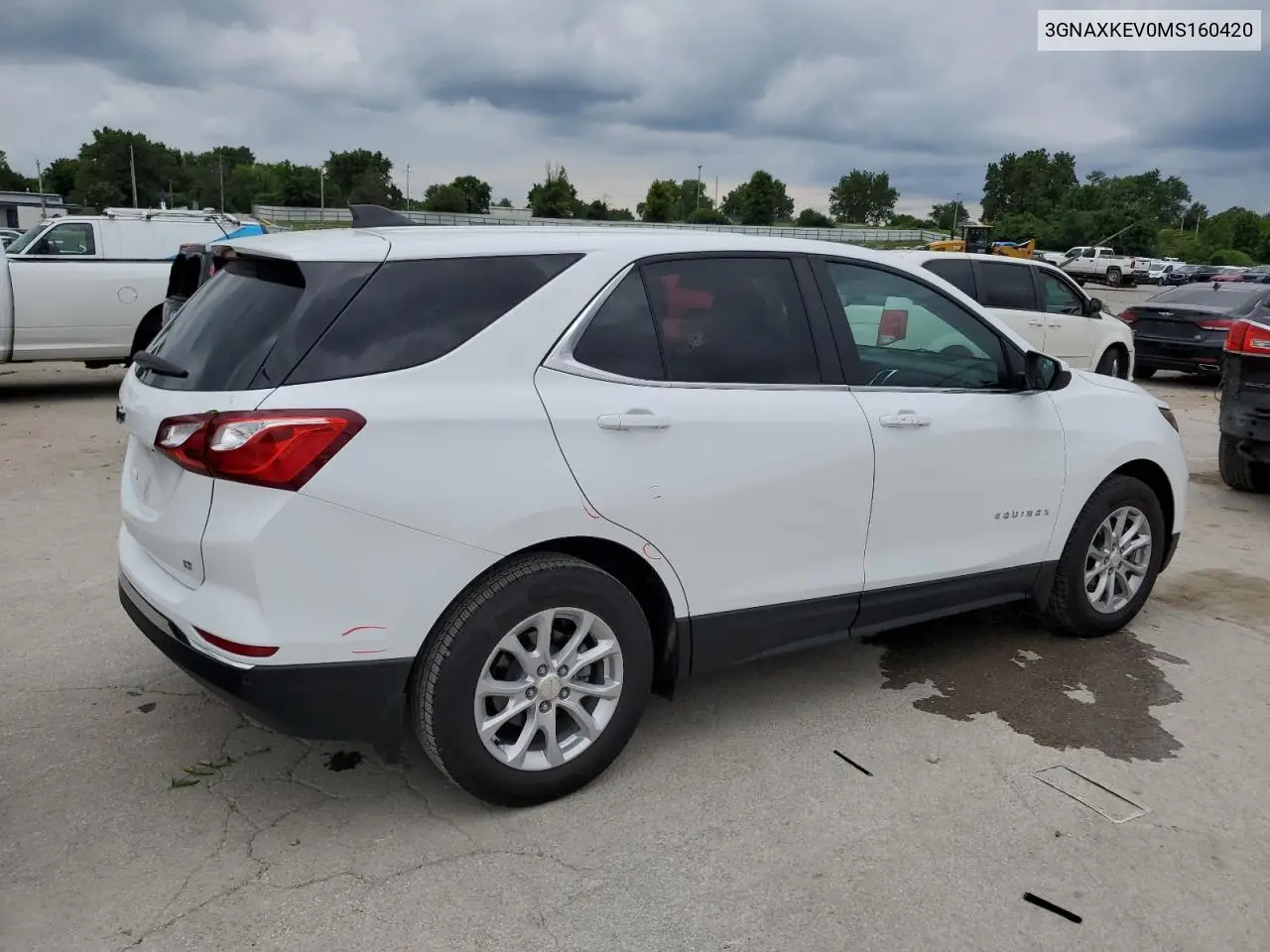 2021 Chevrolet Equinox Lt VIN: 3GNAXKEV0MS160420 Lot: 62522885