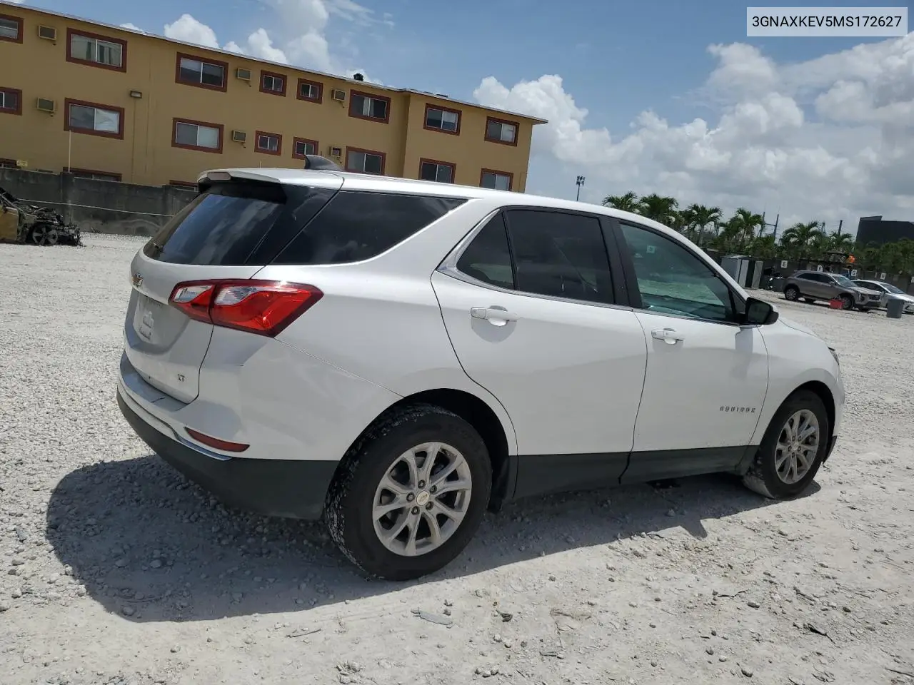 2021 Chevrolet Equinox Lt VIN: 3GNAXKEV5MS172627 Lot: 62998755