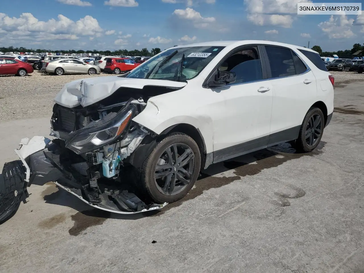 2021 Chevrolet Equinox Lt VIN: 3GNAXKEV6MS170739 Lot: 63212355