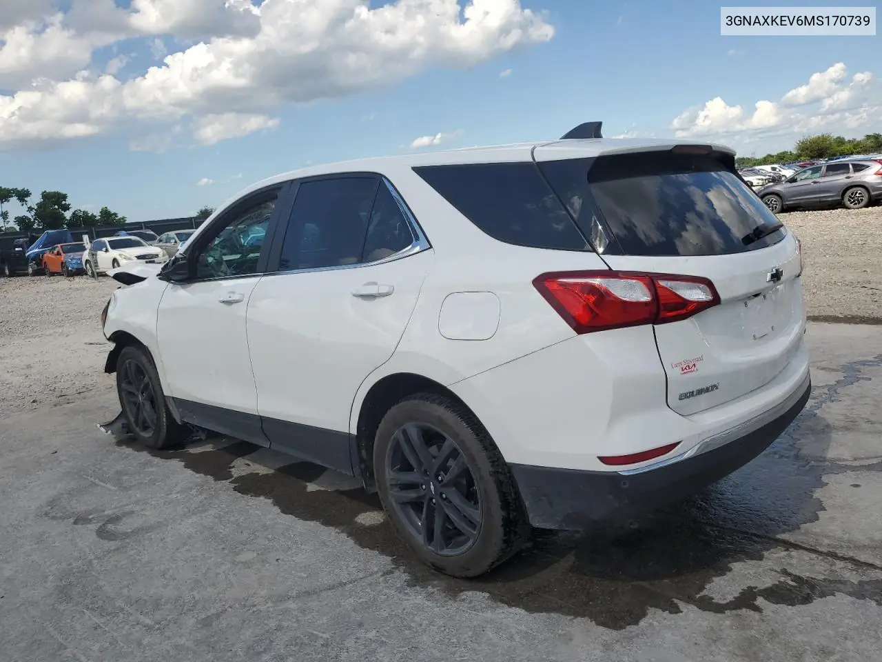 2021 Chevrolet Equinox Lt VIN: 3GNAXKEV6MS170739 Lot: 63212355
