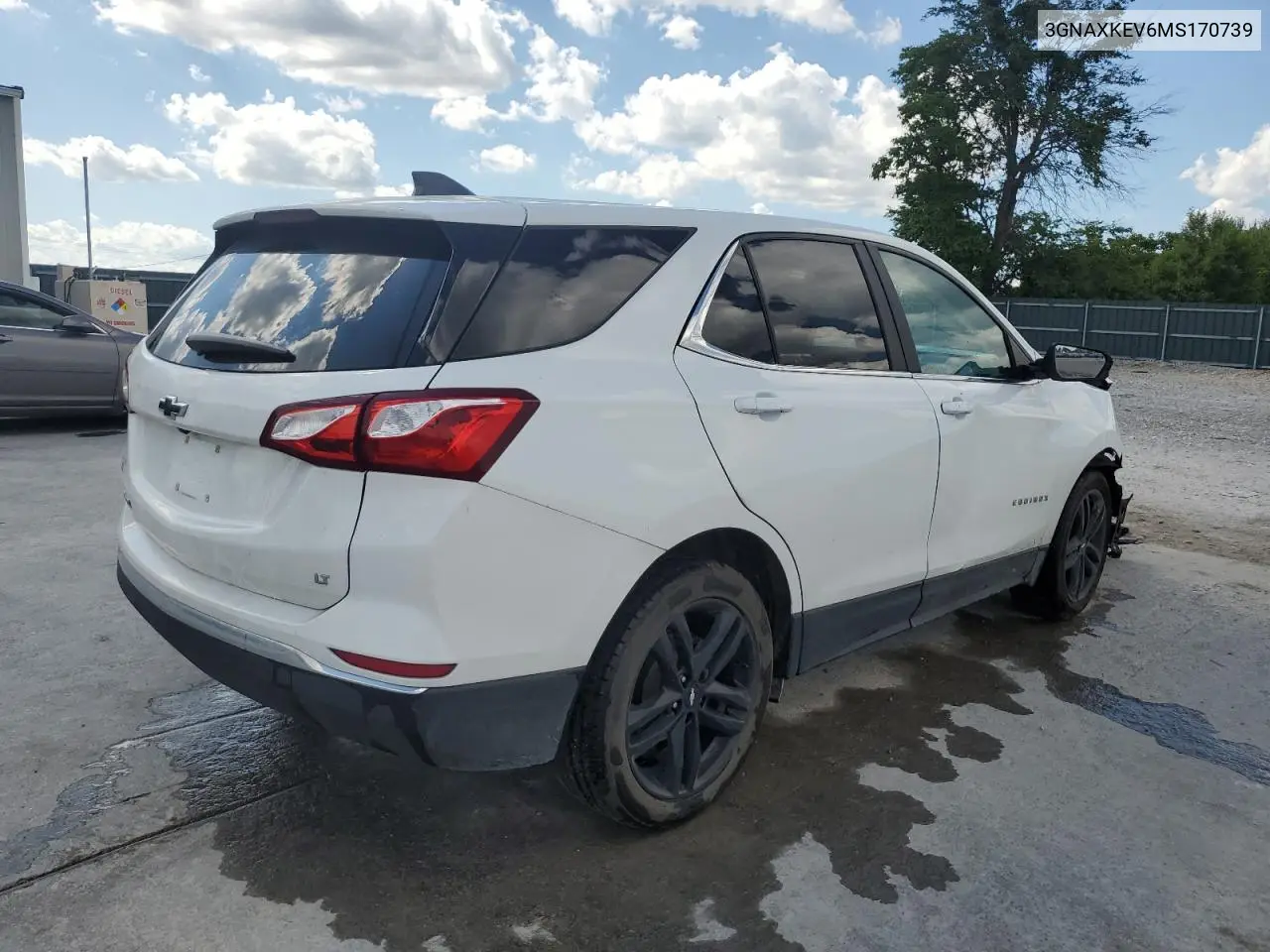 2021 Chevrolet Equinox Lt VIN: 3GNAXKEV6MS170739 Lot: 63212355