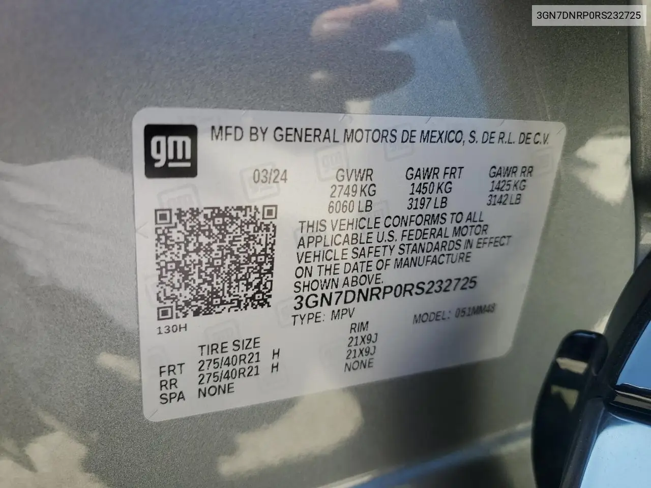 2024 Chevrolet Equinox Rs VIN: 3GN7DNRP0RS232725 Lot: 62930295