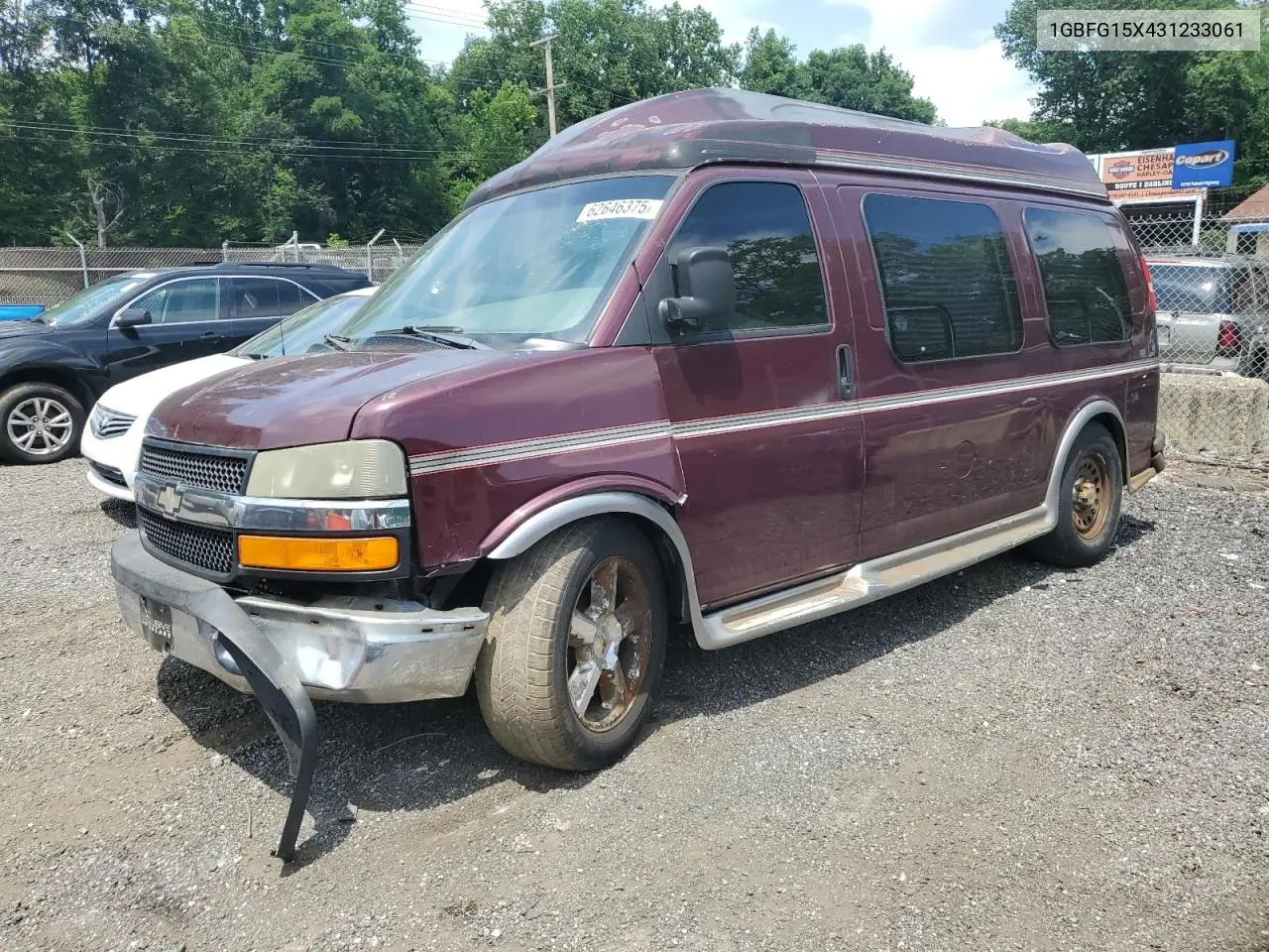 2003 Chevrolet Express G1500 VIN: 1GBFG15X431233061 Lot: 62646375
