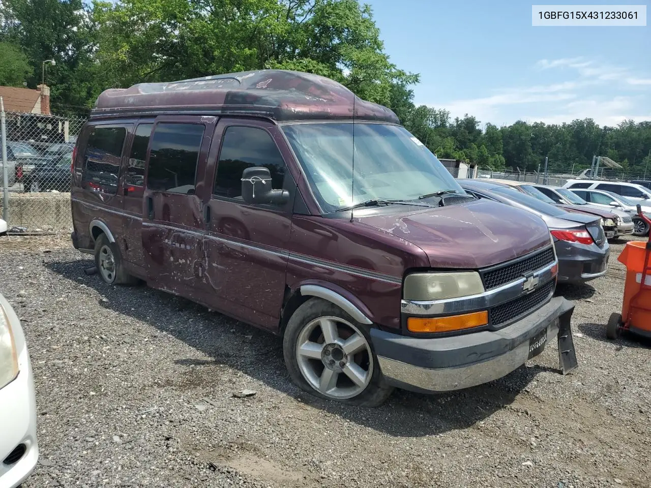 2003 Chevrolet Express G1500 VIN: 1GBFG15X431233061 Lot: 62646375