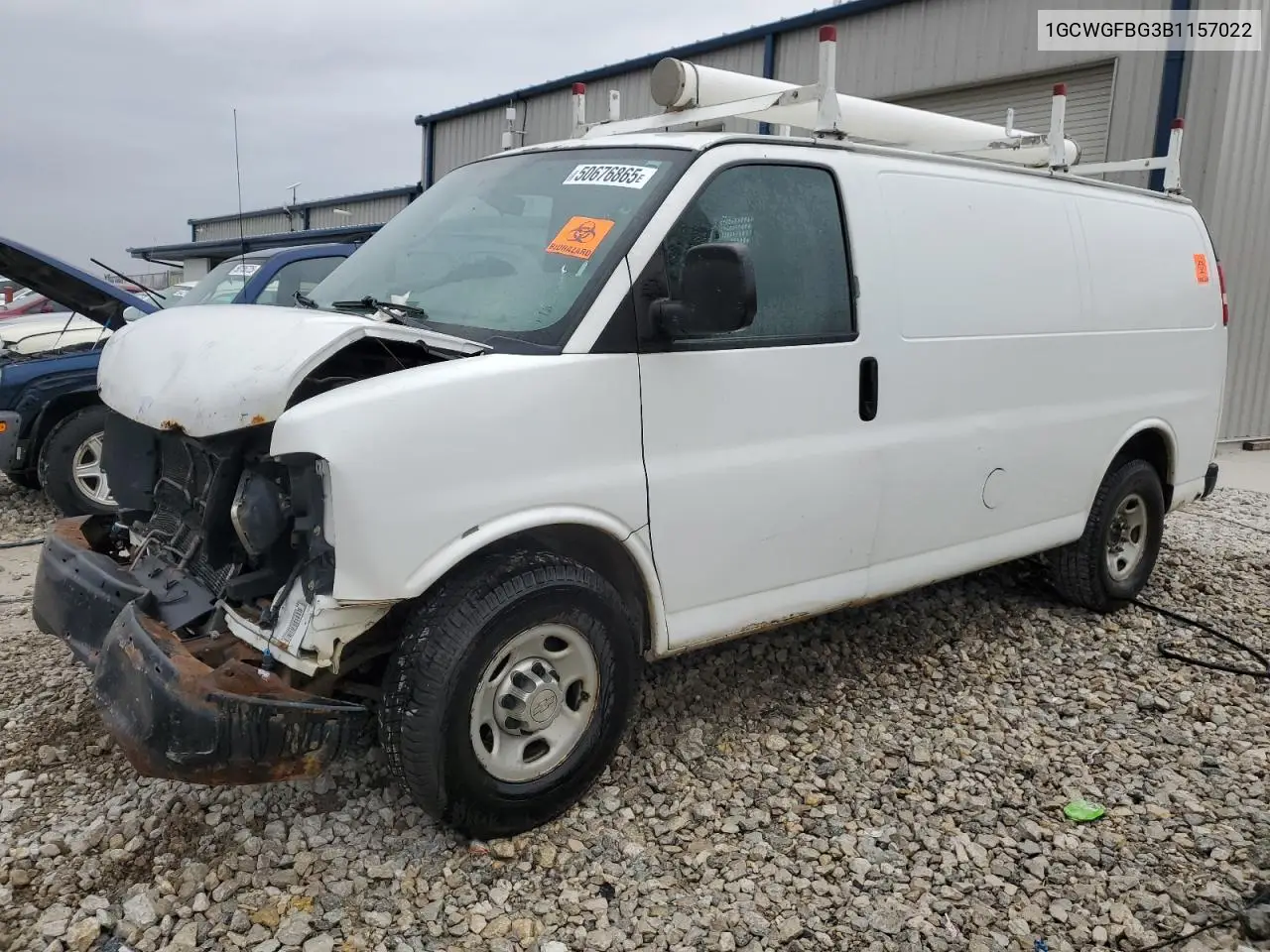 2011 Chevrolet Express G2500 VIN: 1GCWGFBG3B1157022 Lot: 50676865