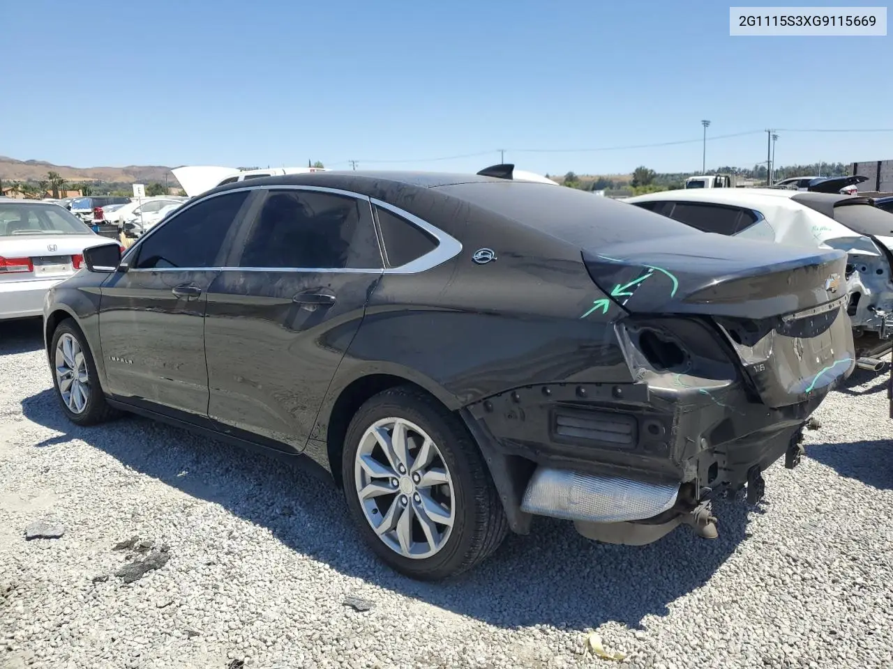 2016 Chevrolet Impala Lt VIN: 2G1115S3XG9115669 Lot: 62498685