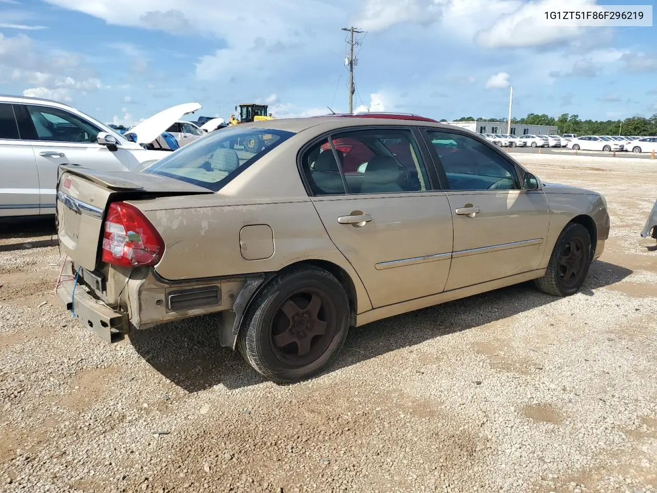 2006 Chevrolet Malibu Lt VIN: 1G1ZT51F86F296219 Lot: 61975515