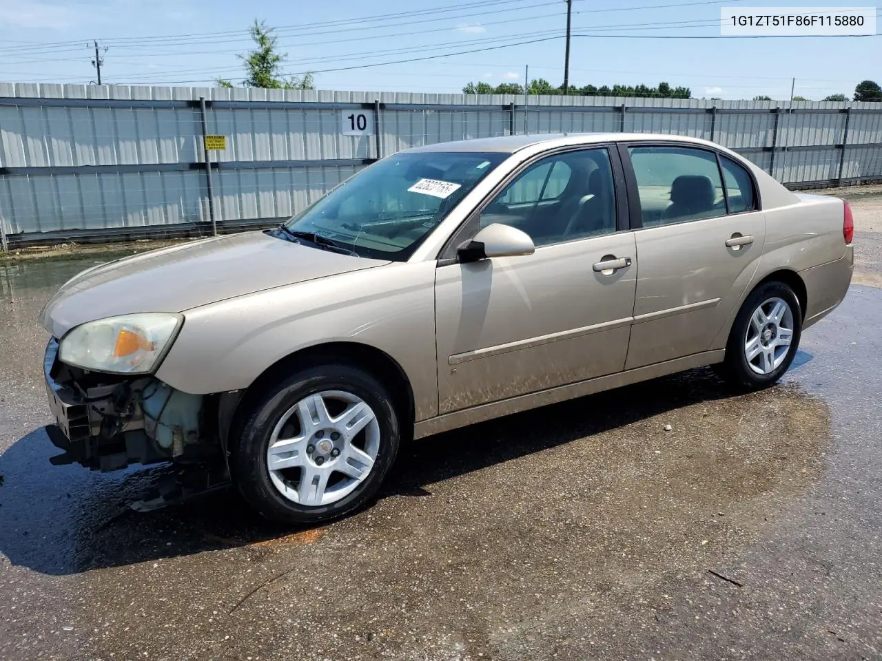 2006 Chevrolet Malibu Lt VIN: 1G1ZT51F86F115880 Lot: 62822155
