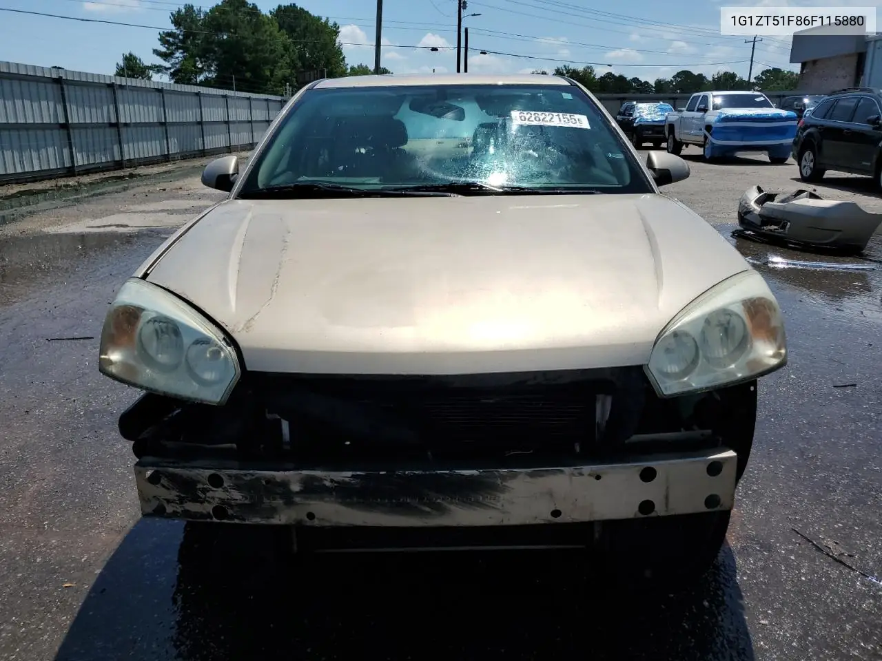 2006 Chevrolet Malibu Lt VIN: 1G1ZT51F86F115880 Lot: 62822155
