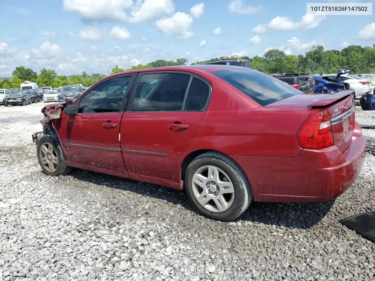 2006 Chevrolet Malibu Lt VIN: 1G1ZT51826F147502 Lot: 62855955