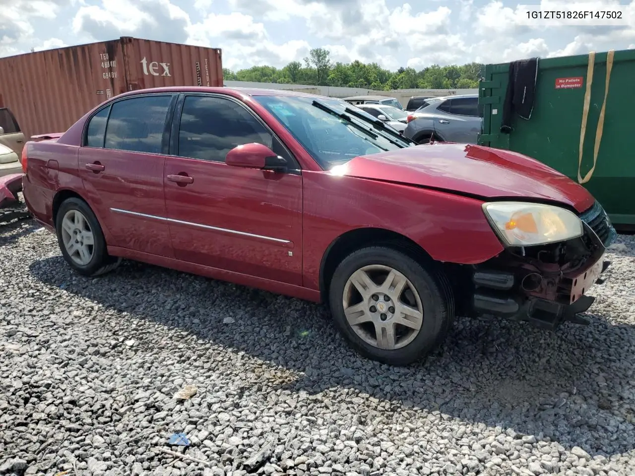 2006 Chevrolet Malibu Lt VIN: 1G1ZT51826F147502 Lot: 62855955