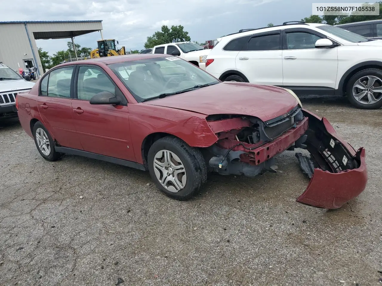 2007 Chevrolet Malibu Ls VIN: 1G1ZS58N07F105538 Lot: 62810625