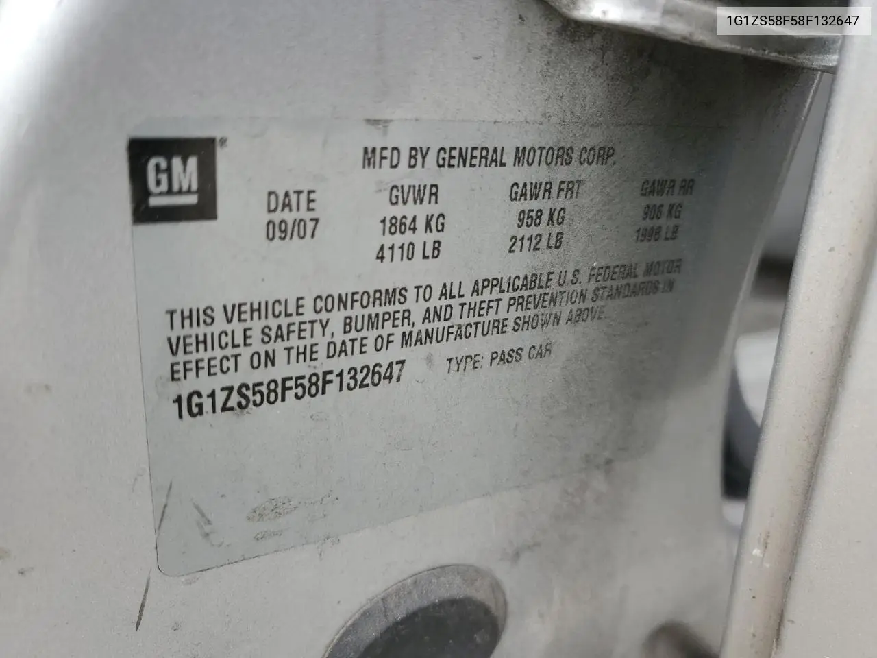 2008 Chevrolet Malibu Ls VIN: 1G1ZS58F58F132647 Lot: 56723705