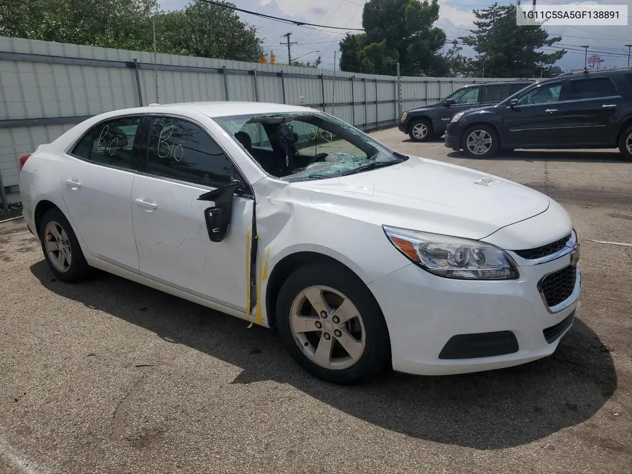 2016 Chevrolet Malibu Limited Lt VIN: 1G11C5SA5GF138891 Lot: 61444645