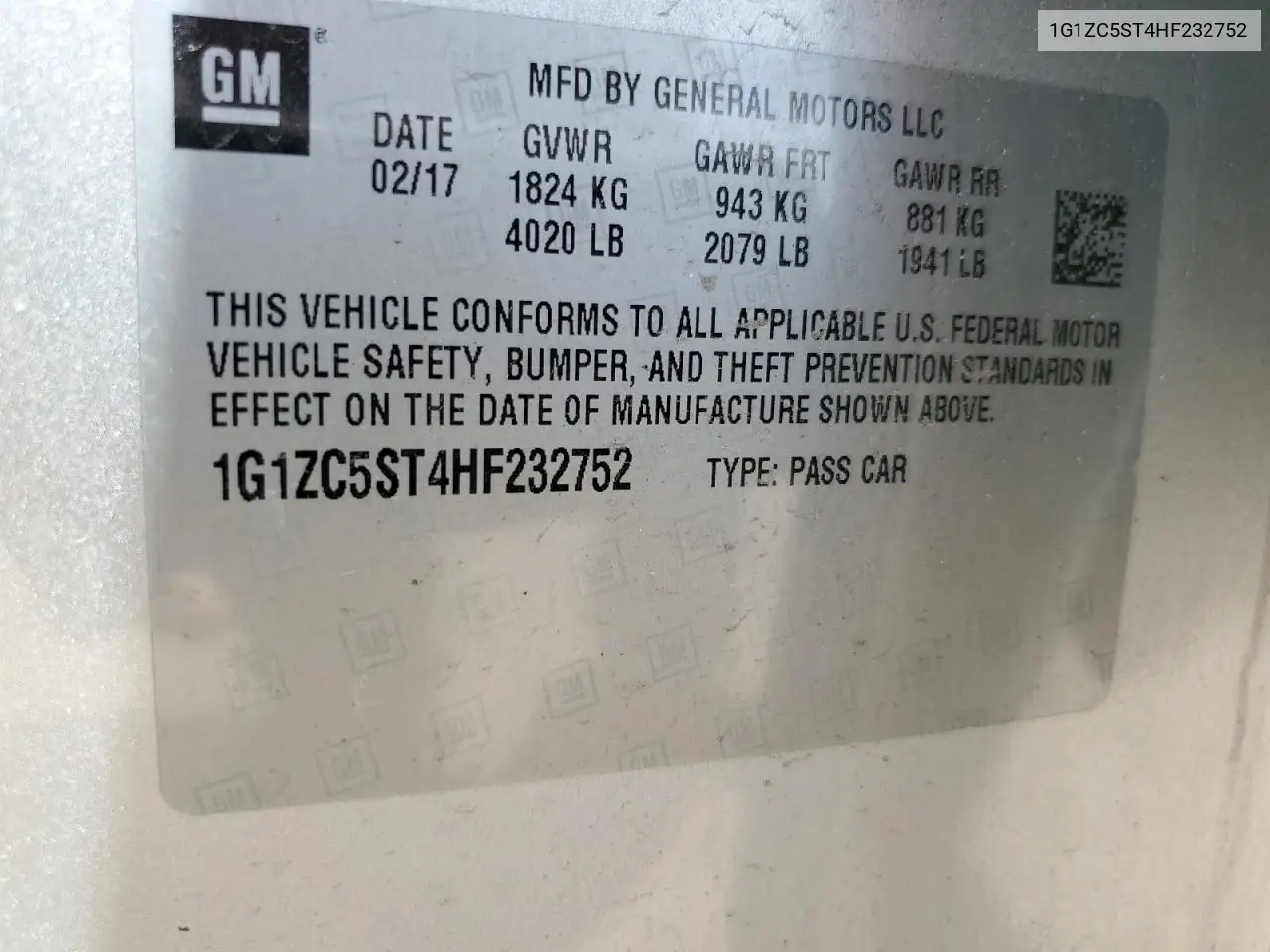 2017 Chevrolet Malibu Ls VIN: 1G1ZC5ST4HF232752 Lot: 62883795