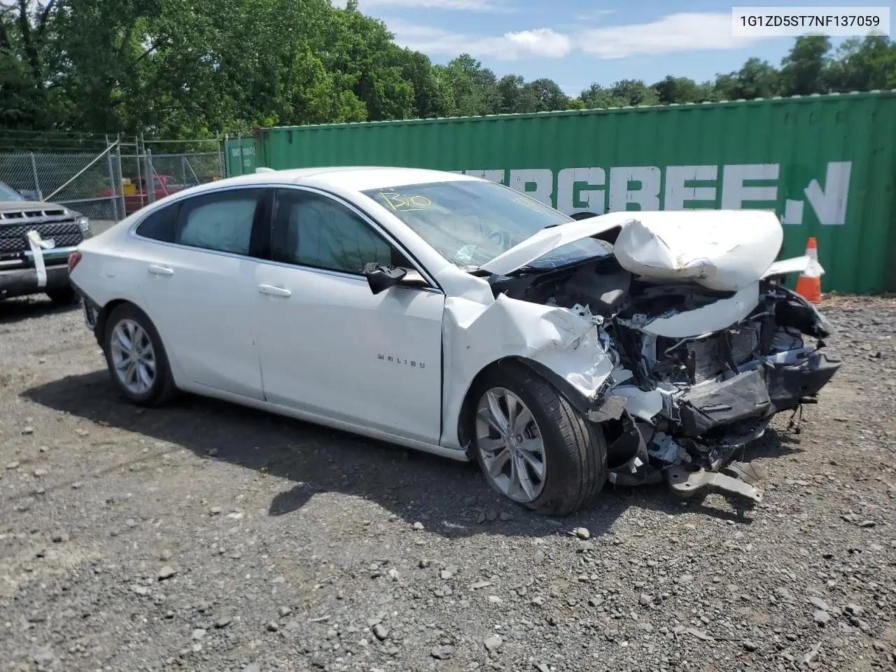 2022 Chevrolet Malibu Lt VIN: 1G1ZD5ST7NF137059 Lot: 57717965